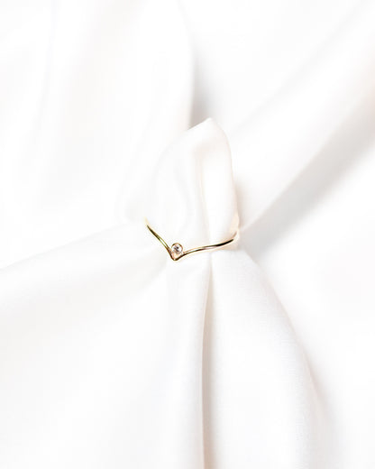 The Amour Ring - 14k Gold-Filled Chevron Solitaire Ring