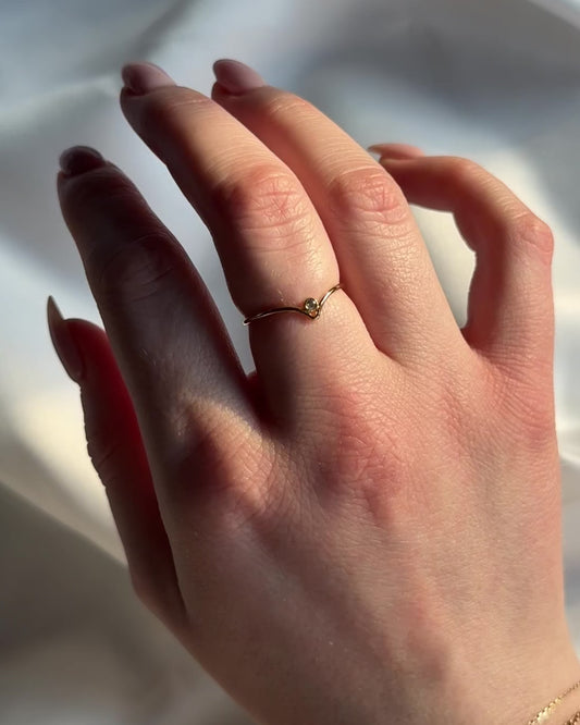 The Amour Ring - 14k Gold Filled Dainty Chevron Solitaire Ring